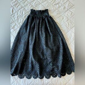 Hill House black Scallop Lace Delphine Nap Skirt smocked maxi skirt
